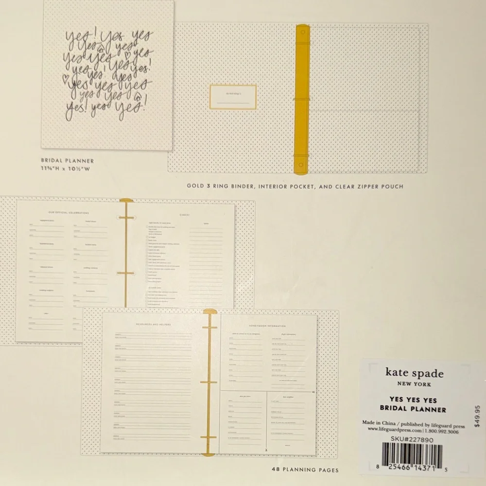 kate spade White and Black Bridal Planner and Pen